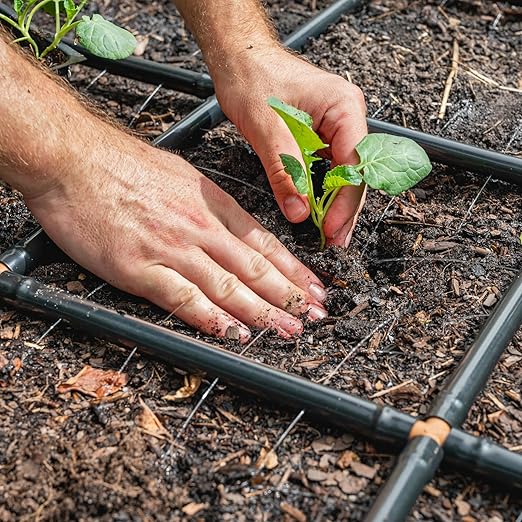 Garden Grid Watering System, 2x4 Cornerless | Drip Irrigation System for Garden Beds - But Better | Pre-Assembled, Waters Every Plant | Ideal for Beds w/Corner Posts or Curved Ends | 22.5"x44"