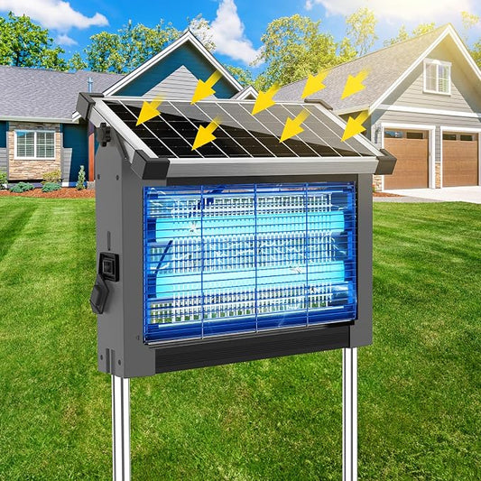 Solar Bug Zapper Outdoor Waterproof, USB-C Rechargeable Mosquito Zapper, 4500V Electric Bug Zapper, Solar Mosquito Trap Fly Insect Killer for Patio Garden Backyard Garage(Gray)