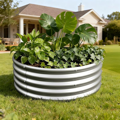 3Pack 3x3x1ft Galvanized Raised Garden Bed, Planter Raised Garden Beds Outdoor, Round Clearance Raised Garden Beds for Gardening Vegetables……