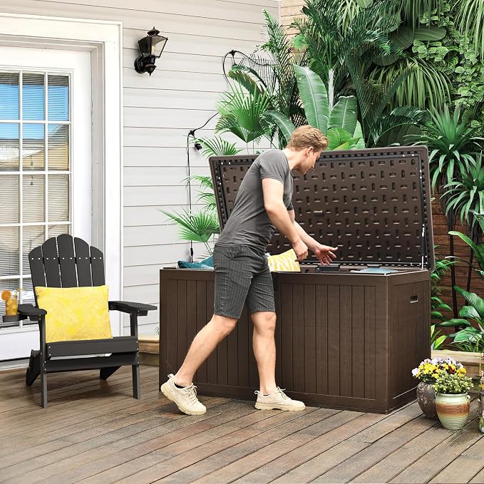 YITAHOME 260 Gallon Double-Wall Deck Box with Divider & Side Handles | Outdoor Large Storage for Patio Furniture Cushions, Garden Pool Accessories, Water Resistant & Lockable