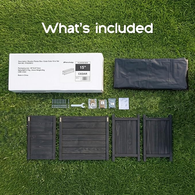 NatraHedge (44" Lx 15" W x 15" H (Black) Hampton Classic Wooden Planter Box Indoor and Outdoor Rectangular Garden Planter Use for Patio, Yard, Greenhouse, Vegatable, Flowers, and Herb | (Black) Indoor and Outdoor Rectangular Garden Use for Patio Yard G...