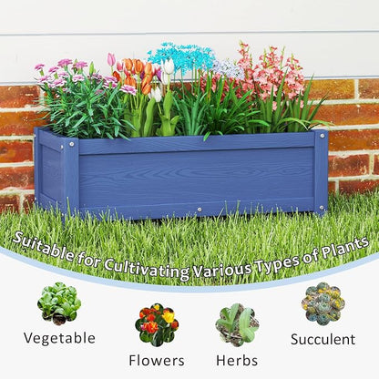 HDPE Raised Planter Box Outdoor,Rot-Resistant and Non-Cracking,Small Raised Beds for Gardening 29.5 * 14.4 * 9.8 in for Yard,Lawn,Outdoor Planter Boxes Rectangle with Drainage Holes Navy