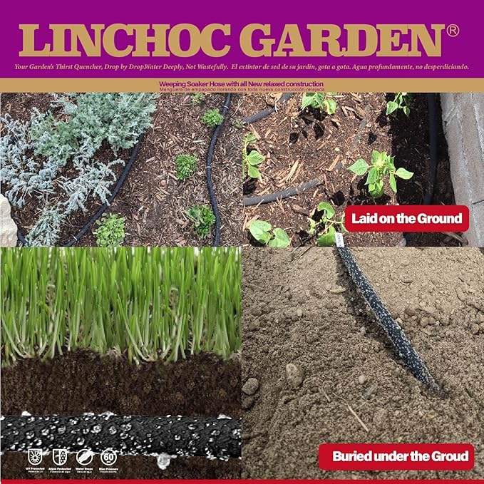 5/8 Inch 50FT Soaker Hose - High Flow Flexible Design for Large Garden Plots | Eco-Friendly Water-Saving & Root-Targeted