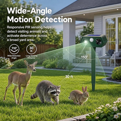 2026 Sonic Fortress Pro Deer Repellent Devices, Solar Ultrasonic Racoon Squirrel Repellent Outdoor Motion Activated Animal Repeller Cat Deterrent Light to Scare Rabbit Skunk Dog Out of Garden Yard(4)