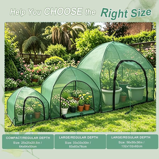 4.3*4.3*3FT Shade Mesh Plant Tent Cover 100 GSM Heavy-Duty Garden Net Cage with Fiberglass Poles & Zipper Door, Multi Sizes with Ground Stakes for Raised Bed Seedling Flower Vegetable Planting