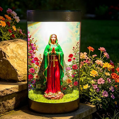 Virgin Mary Statue Solar Landscape Light,Color-Changing LED,Color-Changing LED Light, Waterproof,Outdoor Garden Decoration,Automatic Light-Sensing Design