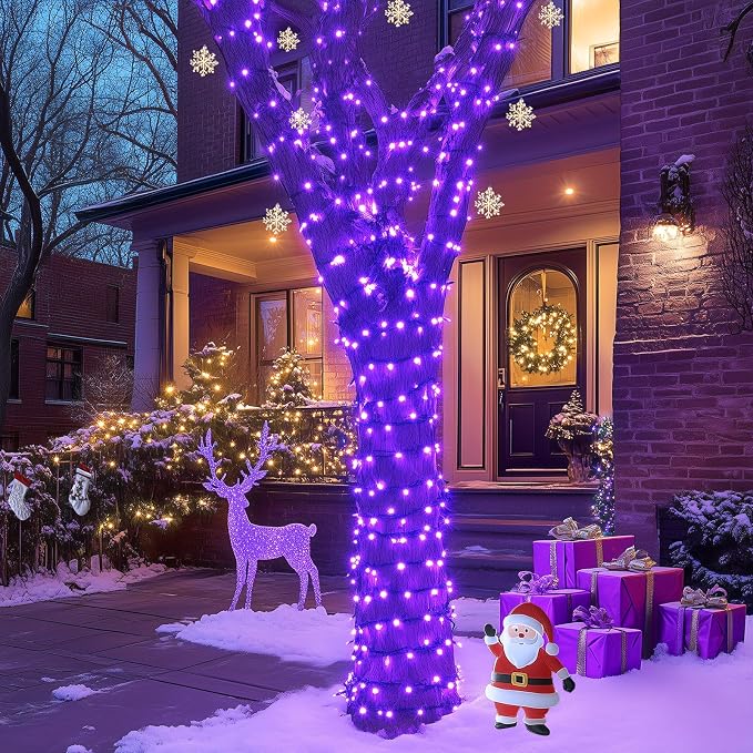 JMEXSUSS 600 LED Solar Halloween Lights, 206.7ft Solar String Lights Purple | Halloween Lights Outdoor Waterproof, 8 Modes Purple Christmas Lights for Outside Yard Patio Tree Garden Xmas Halloween Decor