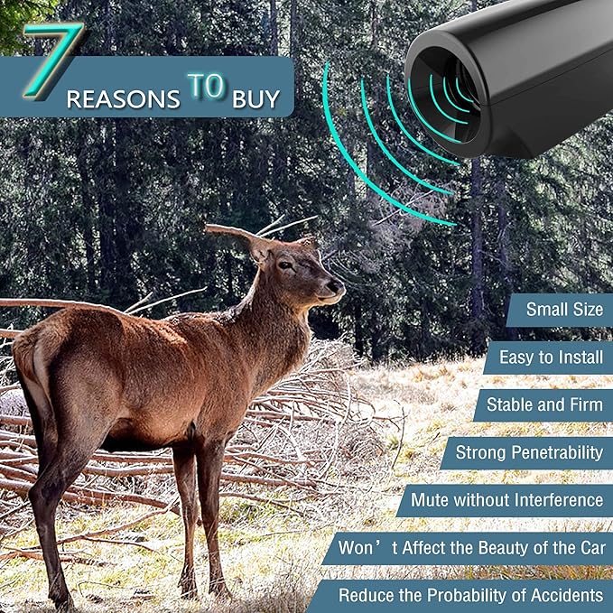 Elook Deer Warning Whistles Device for Car, Save Deer Whistle with Upgraded Acrylic Double-Sided Tape, Mini Size, 4 Pack (Patent Registered)