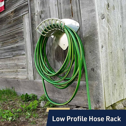Hose Holder - Heavy Duty Aluminum Water Hose Hanger Wall Mount - Garden Hose Reel for 200ft 1/2" Hoses - Water Hose Holder - Hose Rack for Outside by Kings County Tools
