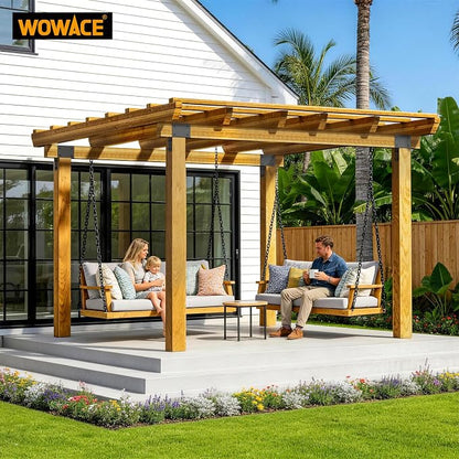 2 Pack 4x6 (Actual 3.5"x5.5") Heavy Duty Stainless Steel Pergola Brackets - End Post to Beam Connector for Gazebos, Patio Decks, Porches - Wood Post Cap Tie Bracket (Dark Gray)