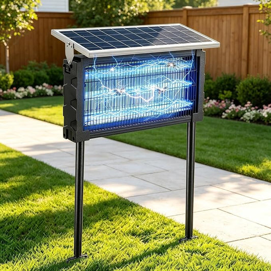 2026 Solar Mosquito Zapper Outdoor Bug Zapper Outdoor Solar 4500V Waterproof Electric Fly Trap with Panel Sensor & Indoor Insect Zapper for Home Backyard Patio Camping Garden (1 Unit)