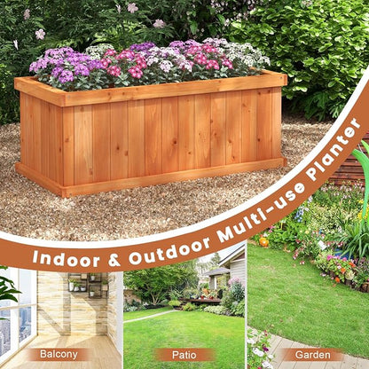 S AFSTAR 2 Pieces Raised Garden Beds, 31” X 14” X 12” Fir Wood Rectangle Planter Box W/4 Drainage Holes & Detachable Base Plate, Raised Bed Planter Kit Box for Patio Backyard