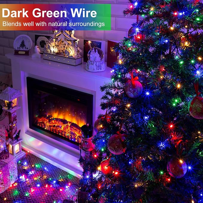 Multicolor Christmas Lights Outdoor, 100FT 300 LED Christmas Tree Lights Waterproof with 8 Modes, Connectable Plug in String Lights for Outside Indoor Home Garden Patio Party Holiday Decorations