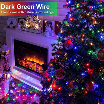 2 Pack Christmas Lights Outdoor, Total 200FT 600LED Christmas Tree Lights Waterproof with 8 Modes, Connectable String Lights for Outside Indoor Patio Garden Party Holiday Decorations, Multicolor