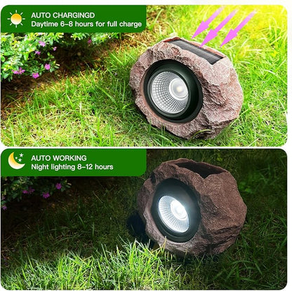 Timeflies Solar Rock Lights Outdoor 4 Pack, Bright Solar Spotlights Outdoor Waterproof, Wireless LED Rock Lights, Auto On/Off Solar Landscape Spotlights for Yard Walkway Patio Pathway Flowerbed