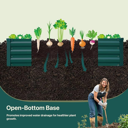 Raised Garden Bed Green, 6x3x1ft Galvanized Raised Garden Beds Outdoor for Vegetables Flowers, Raised Bed Planter Box, Metal Raised Garden Bed Kit with Gloves and 3ftx30ft Weed Barrier Fabric