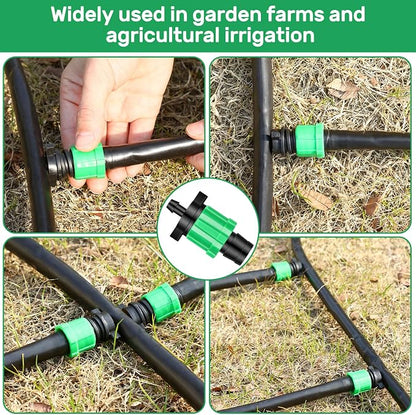 Frienda 50 Pcs Drip Tape Connector Fittings, Locks 1/4" Barb for 5/8" Drip Irrigation Fitting Kit Irrigation Tubing Connectors Tools Coupling Barbed Locking Fitting (Green)