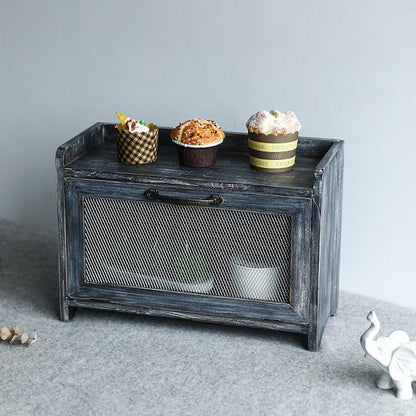 COLLECTIVE HOME - Storage Cabinet, Mini Countertop Cabinet, Wood Organizer for Bedroom Kitchen with Magnetic Door, Storage for Spice Jars, 14.5 x 6.5 x 10 (Grey) (10")