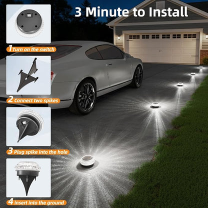 VOLISUN Solar Ground Lights Outdoor, 2 Pack Flat Solar Powered Disc Lights, IP68 Waterproof White