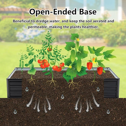 Thanaddo Galvanized Raised Garden Bed 6x3x1ft Outdoor Planter Box Galvanized Steel Garden Bed Kit for Vegetables, Flowers, Herbs and Succulents Black