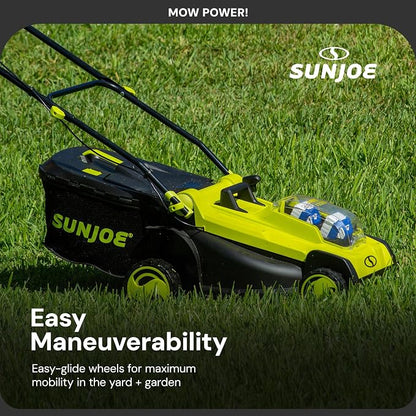 Sun Joe Cordless Electric Push Lawn Mower with 6-Position Height Adjustment, 11-Gal Bag, 17-Inch Cutting Width - Heavy-Duty Yard Trimmer for Gardening Care and Maintenance, 24V-X2-17LM | 670W Brushless, 17 Deck, 6-Position Height, 11-Gal Catcher, Inclu...