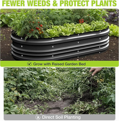 WORKPRO 2PK 4x2x1ft Outdoor Galvanized Raised Garden Bed Kit, Rust & Corrosion Protection, Easy Assembly, Safe Edge, Ideal for Vegetables & Flowers, Black