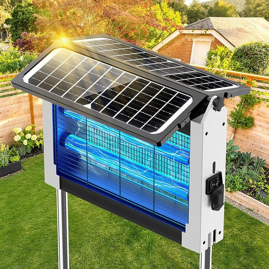 Solar Bug Zapper Outdoor, 4500V Mosquito Zapper with Dual Solar Panels | Auto On/Off, IPX5 Waterproof Mosquito Killer For Backyard, Patio, Garden, Camping And Up To 1/2 Acre Coverage