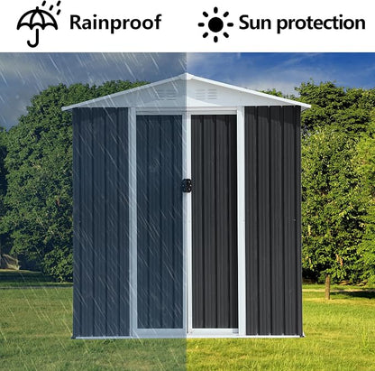 Ball & Cast 10x8 FT Outdoor Storage Shed with Windows, Metal Garden Sheds with Punched Vents and Lockable Door,Clearance Tool House with Aluminum Frames for Backyard,Patio,Grey