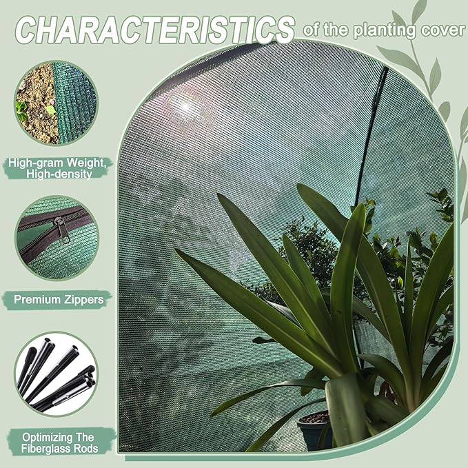 75% Shade Plant Protection Cover for All Seasons, 4.3 * 4.3 * 3 FT Heavy-Duty Garden Tent with Zipper Door, Protect Plants from Sun, Wind, Animals for Summer Shade