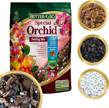 Better-Gro Special Orchid Mix - Premium Grade Orchid Bark Potting Mix for Potting,Repotting,Enhanced Drainage,Air Flow & Root Ventilation,for Phalaenopsis,Cattleyas,Dendrobiums,8 Quarts,(Pack of 2)