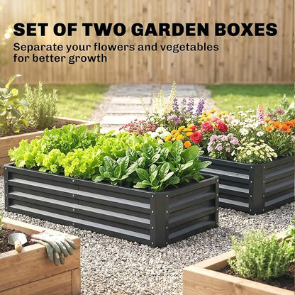Outsunny Galvanized Raised Garden Bed, 4' x 2' x 1' Metal Planter Box, for Growing Vegetables, Flowers, Herbs, Succulents, Gray