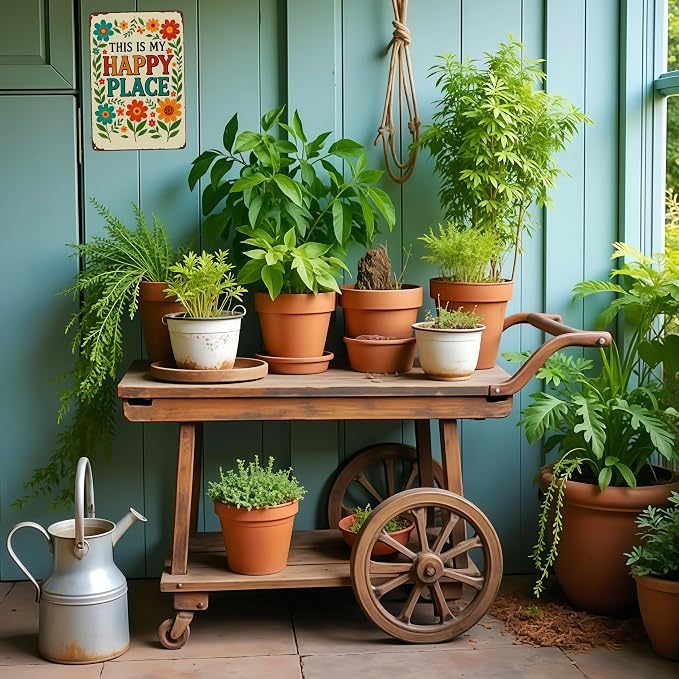 Funnysign Garden Gifts This Is My Happy Place Vintage Tin Sign for Home Garden Greenhouse Patio Yard Decor 8 X 12 Inch(3981)