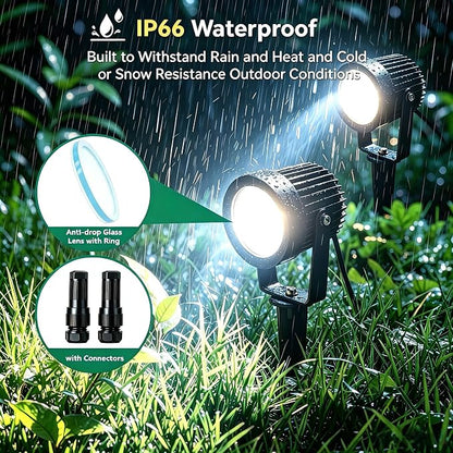 Low Voltage Landscape Spotlight, 12V LED Outdoor Spot Lights, Landscape Lighting Wired for Yard Path Garden Tree, 10W Aluminum Up Lighting with Connectors, IP66 Waterproof & 4000K, 1 Pack