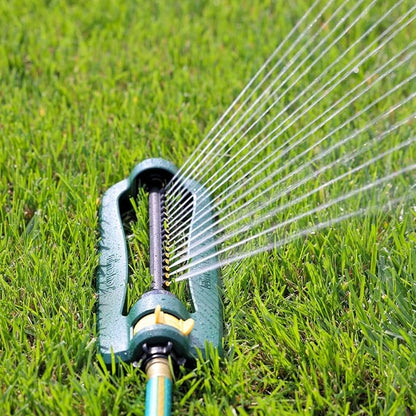 Melnor 65148AMZ Turbo Oscillating Sprinkler, Covers Up to 2,800 Sq. Ft., Adjustable Watering Range, InfinityDrive Turbo Motor, Quick Connect Bundle, Green, Yellow