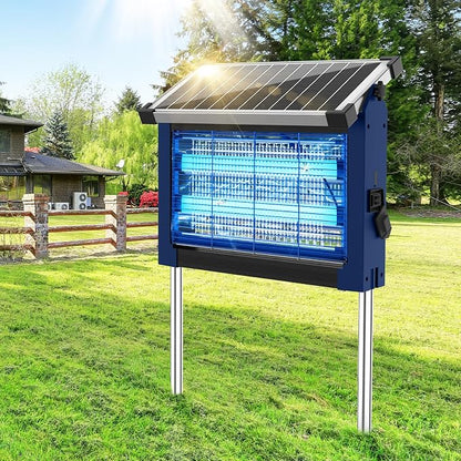 Solar Bug Zapper Outdoor Waterproof, 4500V High Power Cordless Mosquito Zapper with Smart Light Sensor, Dual Solar & USB Rechargeable Insect Killer for Patio, Garden, Backyard, Indoor & Outdoor Use