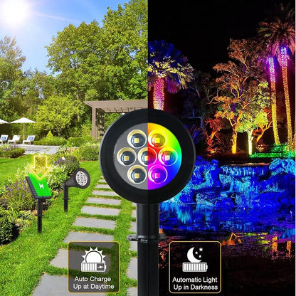 T-SUNUS RGB Solar Landscape Spotlights Christmas, Color Changing Spot Lights Waterproof IP65 Garden Pond Light, 180° Adjustable Wall Tree Light Separately Installed for Outdoor/Indoor Halloween 4 Pack