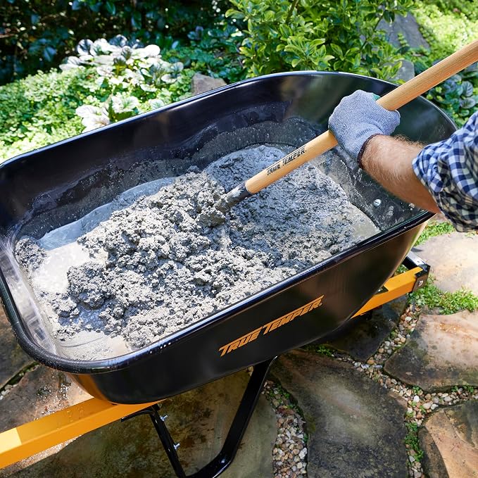 True Temper Steel Wheelbarrow with Never Flat Tire & Steel Handles, 6 Cu. Ft