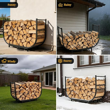 facka 40 Inch Firewood Rack Outdoor, Metal Wood Rack | Iron Fire Log Stacker Holder for Fireplace, Patio, Porch, Yard, Garden, Indoor Outdoor Wood Storage