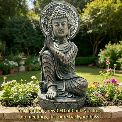 Buddha Statue Outdoor, 11.5in,Solar Buddha,Buddha Statue,Garden Buddha Statue Outdoor,Buddha Decor,Zen Garden Decor Outdoor,Garden Statue Deals Buddha 002