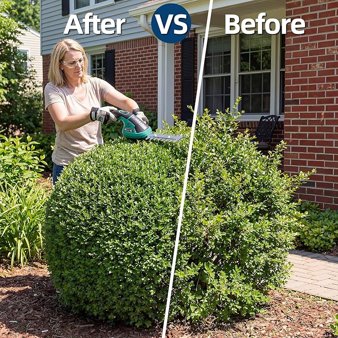 Garvee Cordless Hedge Trimmer - Small Garden 2 in 1 Handheld 7.2V Electric Grass Shears/Grass Cutter Rechargeable Lithium-Ion 2.0 Ah Battery and Type-C Cable Included Shrubbery Trimmer