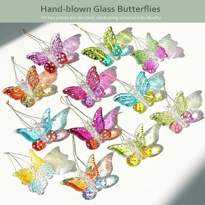 4pcs Blown Glass Butterfly Hanging with Stakes for Garden Decorations | Colorful Butterfly,13.5'' Golden Trellis for Flower Bouquet Outdoor Indoor Plant Pot Flower Bed Home Décor Accessories Gifts