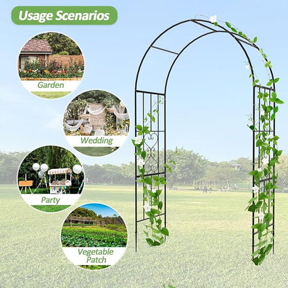 Garden Arch - 87"(H)*47"(L), Rust-Resistant and Sturdy Metal Garden Arbor, Trellis for Climbing Plants Outdoor, Use for Backyard, Patio, Lawn and Wedding Decorations（20MM Pipe）