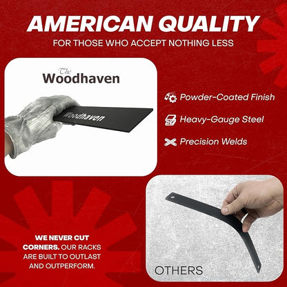 Woodhaven Black Large Outdoor Firewood Rack (12 Foot, With Cover)