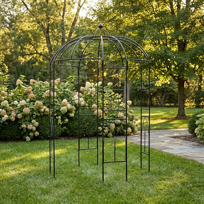 Garden Arches Arbors Birdcage Shape,9' High x 6.8' Wide,Metal Pergola Pavilion Gazebo Enduring Iron Trellis Plants Support Use for Outdoor Garden Arbor Climbing Plants Wedding Arches Ceremony