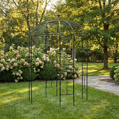 Garden Arches Arbors Birdcage Shape,9' High x 6.8' Wide,Metal Pergola Pavilion Gazebo Enduring Iron Trellis Plants Support Use for Outdoor Garden Arbor Climbing Plants Wedding Arches Ceremony