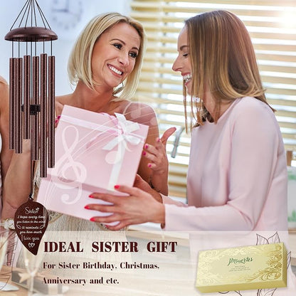 Sister Gifts, Sister Wind Chimes, Sister's Birthday Gifts from Sisters Brother, Sisters in Law Gift, Best Sister Ever Gift for Women Birthday Christmas Mother's Day, Home Decor, Bronze, 32"