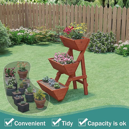 viewcare Raised Garden Bed, 3 Tier Small Vertical Garden Planter for Indoor & Outdoor, Raised Planter Box with Legs, Garden Planter Box for Flowers/Vegetables/Plants