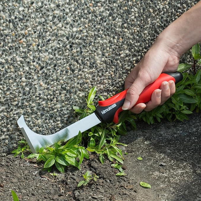 Kimura Pro Crack Weeder Crevice Tool, Japanese SK5 Steel, 10.5 inches, Non-Slip Ergonomic Handle, Side Walk Weed Puller, Garden Lawn Yard Tool for Patio, Sidewalk, Deck, Driveway, Cracks