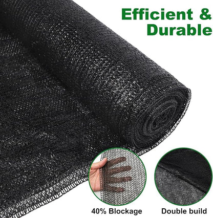 winemana 120x6 FT Outdoor Shade Cloth for Garden & Plants - 40% Large Black Mesh Tarp, UV Resistant Woven Shade Fabric for Greenhouse Farm Row Cover Vegetables Sun Protection Poultry Run