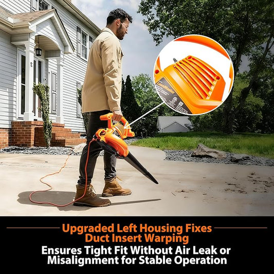 LawnMaster BV1210 Electric Blower Vacuum Mulcher 12 Amp 2-Speed Adjustment with Metal Impeller 240 MPH 380 CFM 16:1 Mulch Ratio with Collection Bag